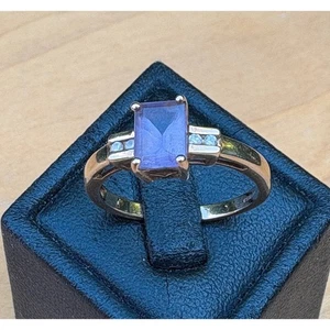 9ct gold amethyst and diamond ring (2.3g) Size N - Picture 1 of 5