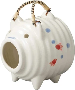 Banko Ware Ceramic Pig Mosquito Coil Holder with Goldfish Design Japanese Katori - Picture 1 of 6