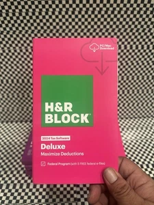 H&R Block 2024 Deluxe Federal Only Key Card Brand New 1433606-24 - Afbeelding 1 van 3