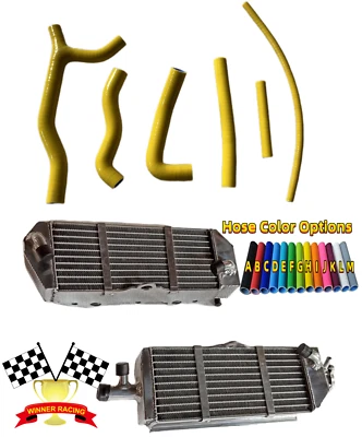 Fit Suzuki RM125 1992-1995 Aluminum Radiators + Silicone Hoses Yellow - Image 1 of 4