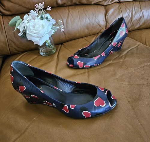 Gucci donna zeppa plateau blu notte rosso taglia 6 US