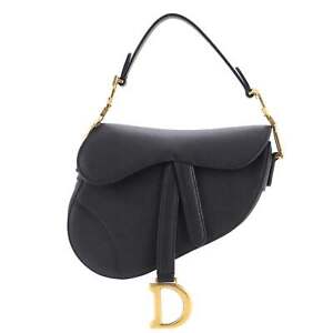 Christian Dior Saddle Handbag Leather Mini Black