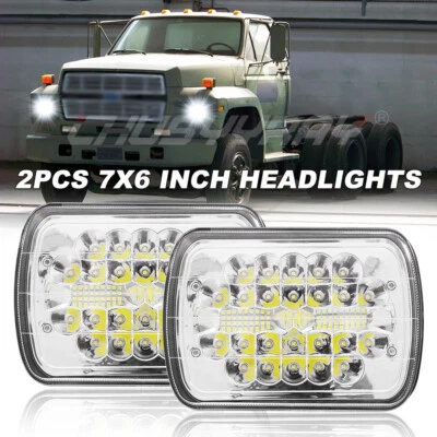 Pair 7x6" inch LED Headlight Hi/Lo Sealed Beam For Ford F600/700/800 FT900 F100 - Image 1 of 4