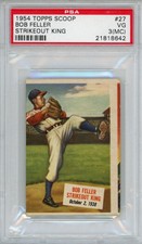 1954 TOPPS SCOOP BOB FELLER #27 STRIKEOUT KING PSA 3