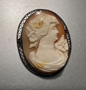 Antique Sterling Silver Art Nouveau High Relief Cameo Brooch Or Pin ๐ - Picture 1 of 4