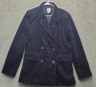 Jaqueta Gap Blazer Feminina Alta 8 Azul Marinho Veludo Forrado Duplo Breasted Entalhe Lepel - Imagem 1 de 4