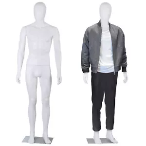 Male Mannequin Dress Form 73" Adjustable Stand w/Base White Mannequin Full Body  - Picture 1 of 21