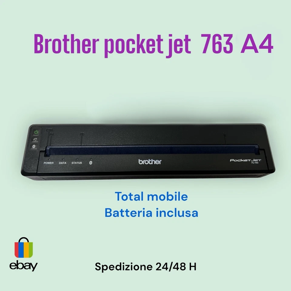 Brother Mobile Portable PocketJet PJ-763 A4 Thermal Printer Bluetooth Tested - Immagine 1 di 1
