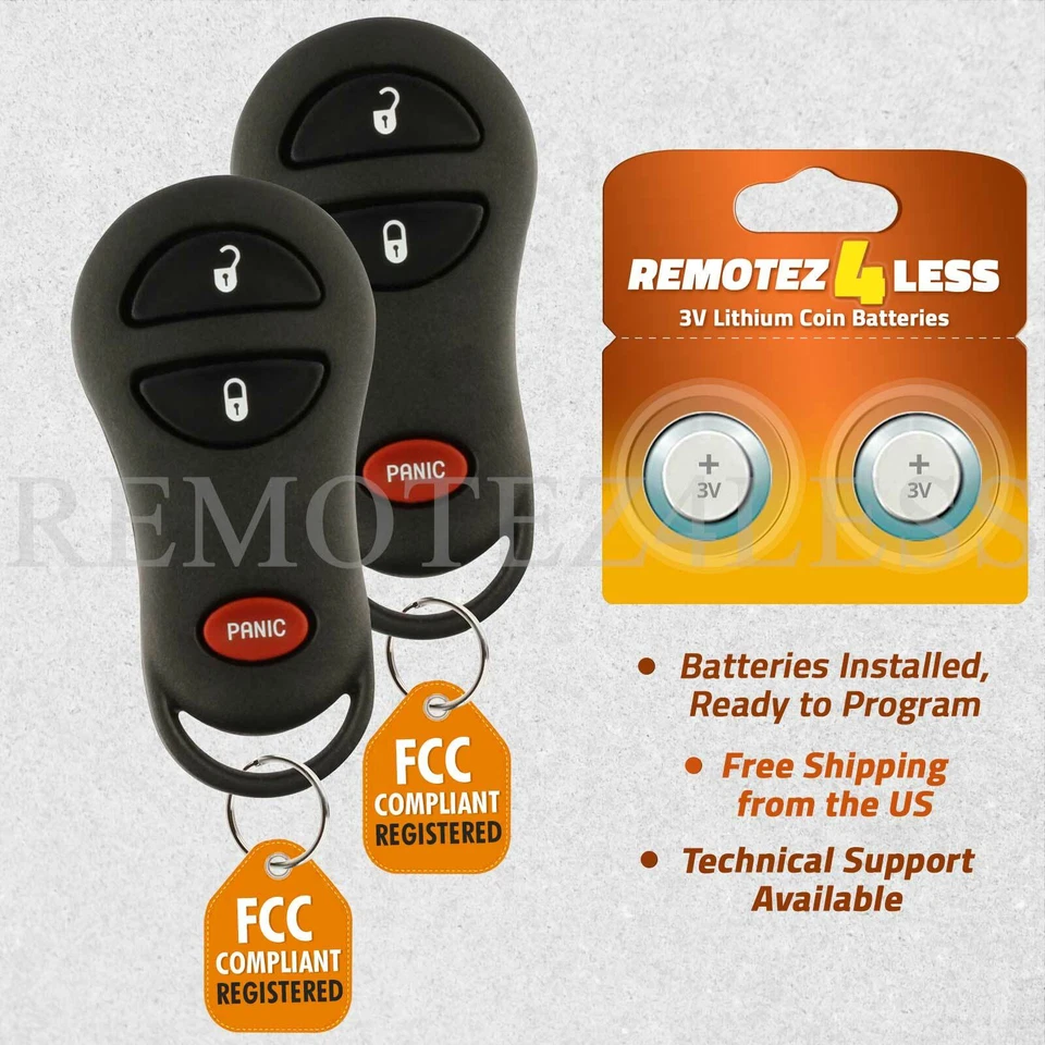 2 For 1999 2000 Dodge Dakota Durango Ram 1500 2500 3500 Keyless Remote Key Fob Foto 1 de 1