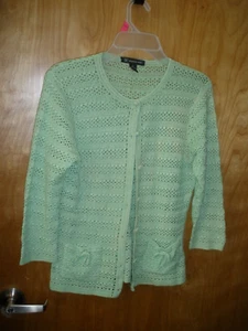 WOMAN'S INC INTERNATIONAL CONCEPTS MEDIUM SWEATER SILK & COTTON GREEN 3/4 SLEEVE - Picture 1 of 5