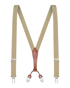 Buyless Fashion Men Suspenders 48" Elastic Adjustable 1" Leather Y Shape Back - Picture 1 of 91