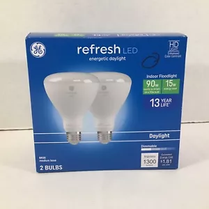 GE Refresh LED HD Light Bulb 15 Watts 1300 Lumens BR 30 Medium Base 2 pack NEW - Picture 1 of 5