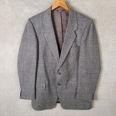 Vintage Farah Jacket Mens 43L Brown Blue Red Plaid Tweed Blazer 2 Button Coat - Image 1 of 4