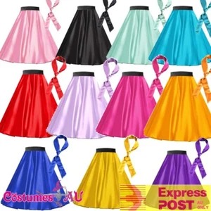 Ladies Satin Rock n Roll Skirt 1950s Costume 50s Retro 50's Fancy Dress Grease - Picture 1 of 14