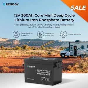 Renogy 300Ah 12V LiFePO4 Lithium Battery 5000+ Cycles BMS RV Marine and Off-grid - Picture 1 of 7