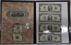 2003 $2 FRNs K-A Block Declaration of Independence Sheet of 4 in USCG Folder - Picture 1 of 4