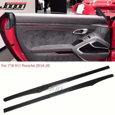 Tiras de embellecedor de panel de puerta interior de carbono para Porsche 718 911 Boxster Cayman GT3 Turbo Foto 1 de 4
