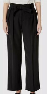 Vince Womens Black High-Rise Pleated Belted Zip-Fly Wide Leg Dress Pants 10