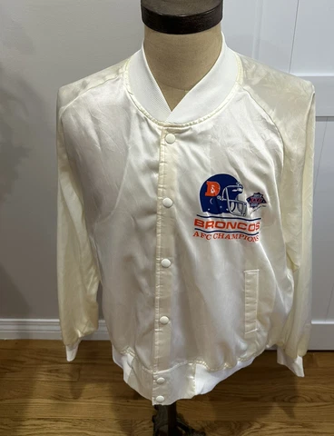 Vintage Denver Broncos Super Bowl XXII ChalkLine White Satin Jacket Men XL Cover