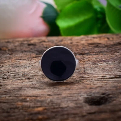 Fantástico Ónice Negro Gema 925 Plata de Ley Handmade Regalo Anillo para Ella - Imagen 1 de 4