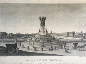 Pierre Courvoisier — Fontaine triomphale place de la Bastille — gravure — c.1830 - Picture 1 of 6