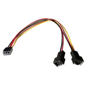 3-pin Female to Dual Male 5V / 12V PC Fan Power Splitter Y Adapter Cable / Cord - Picture 1 of 2