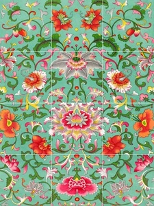 Mural/mosaico de azulejos de cerámica floral Art Nouveau - Azulejos de decoración de pared Art Nouveau - Imagen 1 de 4