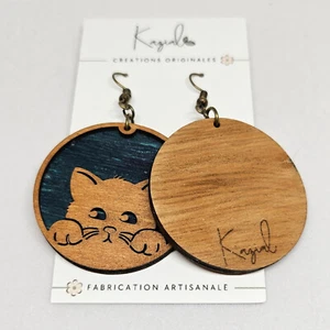 Boucles d'oreilles artisanales "Pattes de Velours" - Picture 1 of 4