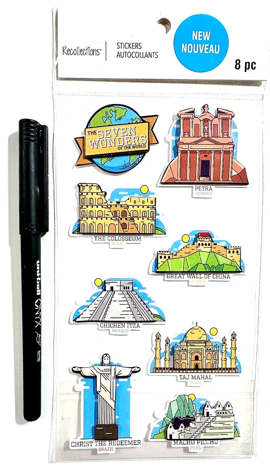 Seven Wonders of the World Stickers Card Making Scrapbooking Recollections - Image 1 of 1