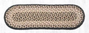 BRAIDED JUTE STAIR TREAD SETS. OVAL OR RECTANGLE. CHOCOLATE AND NATURAL TAN - Picture 1 of 1