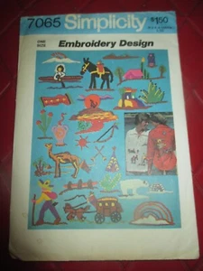 VINTAGE Simplicity SCENIC PLACES IRON-ON Embroidery TRANSFERS - #7065- 1970's - Picture 1 of 2