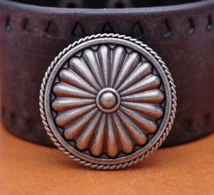 10PCS 3.5 CM ANTIQUE SILVER ROUND ROPE FLORAL WESTERN RIVETBACK CONCHOS CRAFT - Picture 1 of 10