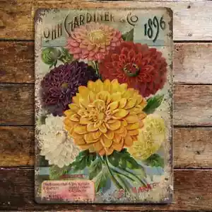 Vintage Seed Packet Flowers - Metal Wall Sign Plaque - Picture 1 of 1