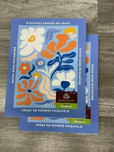 2 Greenroom Blank Lined Journal 7”x9” Softcover Graphic Flowers Periwinkle Blue - Picture 1 of 4