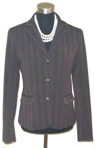 Gianni Bini  Suit Jacket Sz 8 Brown Beige Leather Dress Women's Blazer Suit M - Picture 1 of 6