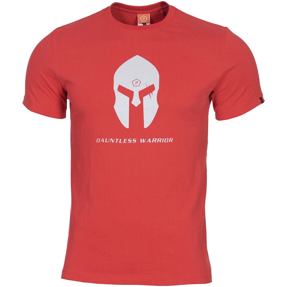 Camiseta Pentágono Ageron Casco Espartano Hombres Patrulla Seguridad Algodón Top Rojo Lava Foto 1 de 1