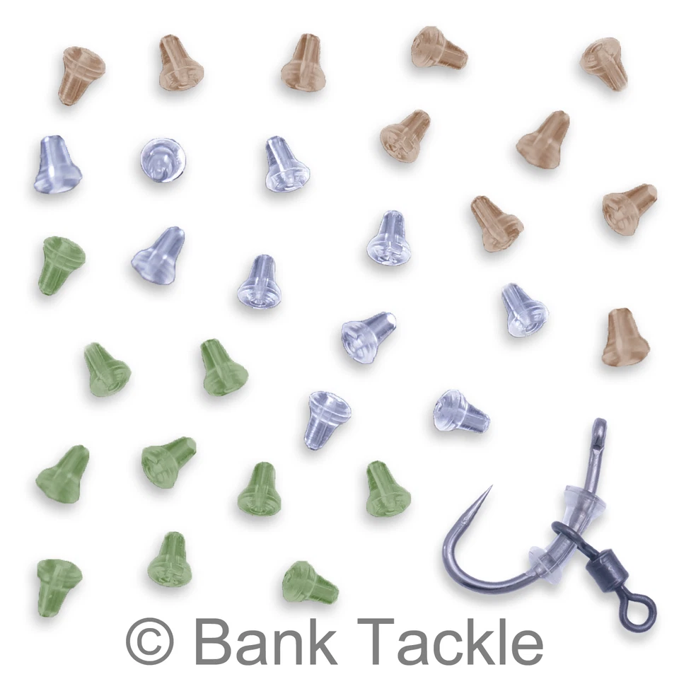BANK TACKLE Haken Stopper Karpfenangeln Terminal Tackle 4 Farben verfügbar Gummi Schaft Perlen