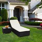 Garden Rattan Chaise Lounge Chair Patio Sun Bed Wicker Table Dining Set