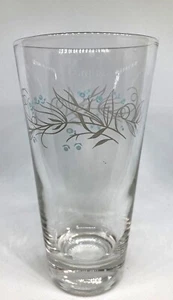 Vintage Homer Laughlin Celeste 12 Oz Tumbler Clear Glass Blue Bud Gray Leaf - Picture 1 of 8