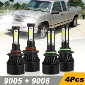 Combo For 1988-1998 Chevy Silverado/GMC Sierra 6000K 4x LED Headlight Hi/Lo Beam - Picture 1 of 10