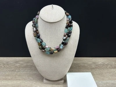 Hermoso collar de piedra turmalina multicolor de plata de ley 925 Foto 1 de 4