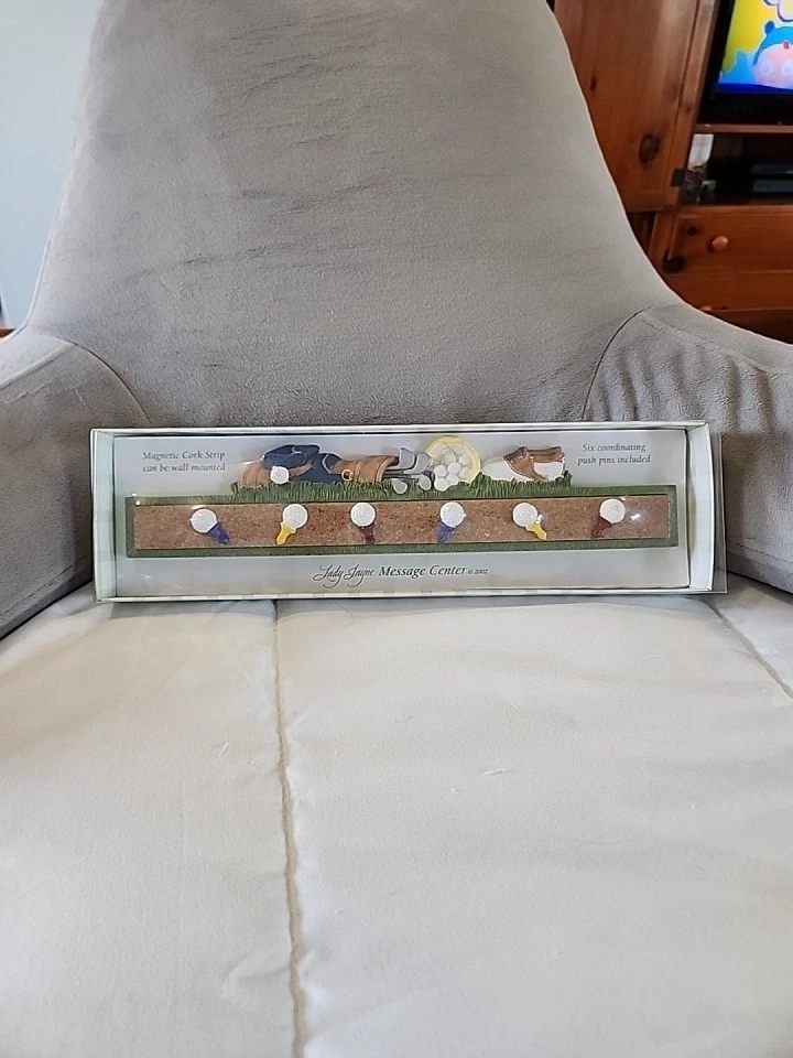 Vintage Golf Decor Message Center Magnetic Cork Strip 6 Coordinating Push Pins - Image 1 of 4