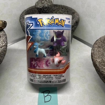Sealed 2014 TOMY Pokemon XY Basic 3-pack Glaceon Gengar & Spritzee Figure Set B - Image 1 of 4