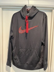 Men’s Nike Black Hoodie Red Drawstrings Red/Black Swoosh Large - Picture 1 of 11