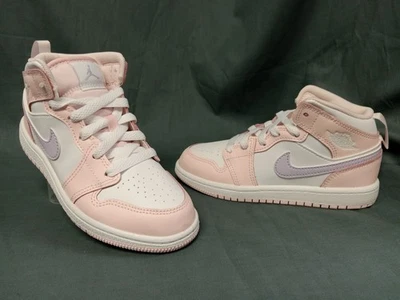 Jordan Niñas 1 Mid (PS) Tenis Blanco Escarcha Rosa Lavado Talla 1Y TOTALMENTE NUEVAS sin CAJA Foto 1 de 4