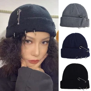 Outdoor kältefeste Hip Hop Mütze gehäkelt Melonenhaut Mütze einfarbig Strickmütze DIY - Bild 1 von 26