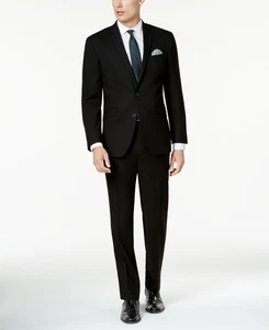 Kenneth Cole Reaction Mens Slim fit 2 Piece Suit 40 R / 33 Waist Black Stretch - Picture 1 of 4