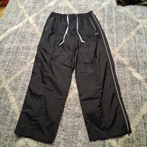 Pantaloni Nike anni 90 full zip laterale neri swishy larghi track taglia XL 100% nylon vintage - Foto 1 di 9