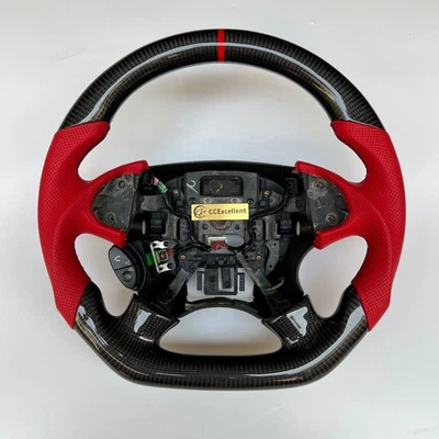 Volante de fibra de carbono real cuero perforado rojo para Acura TL 2004-2007 Foto 1 de 4