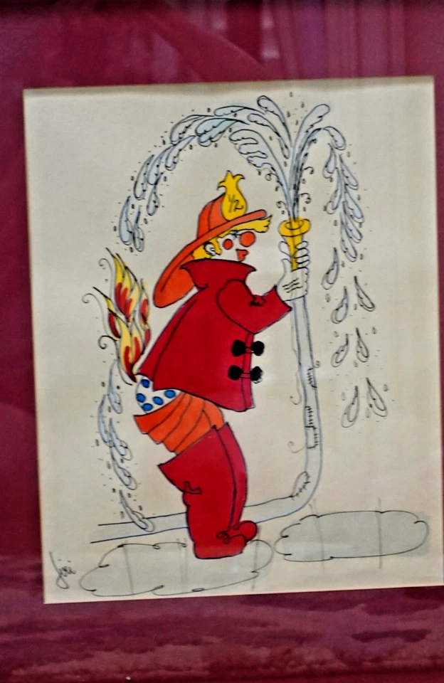 Original Fireman Clown Artwork 16" x 21" - Image 1 of 4